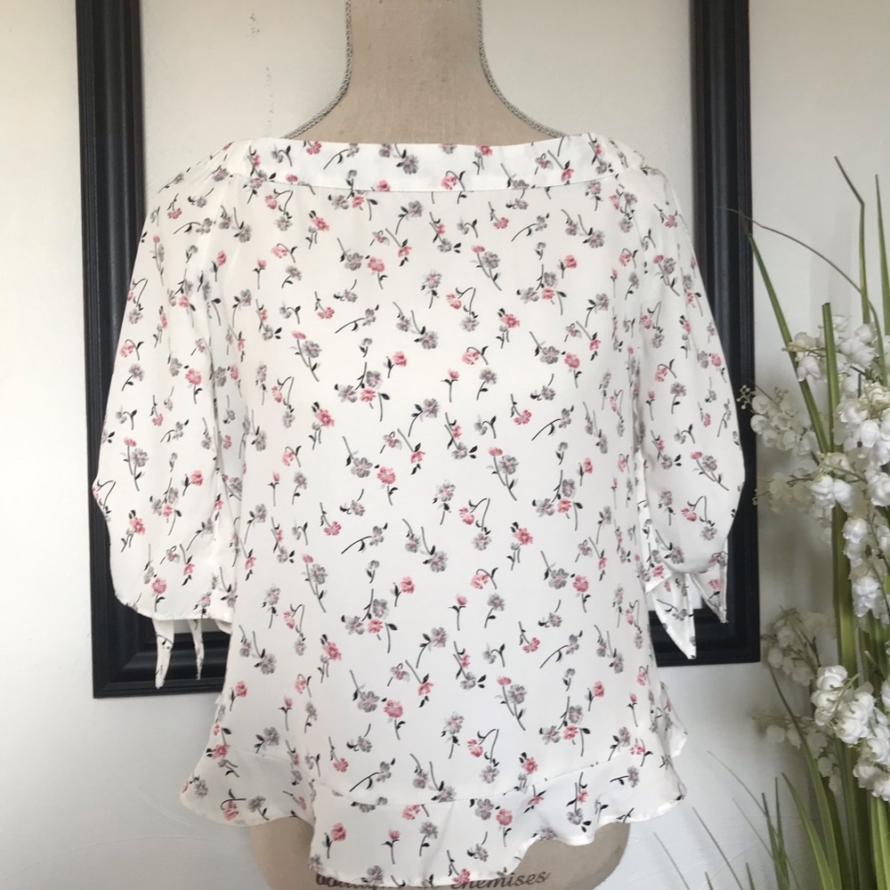 Olivia Grey Floral off the shoulder